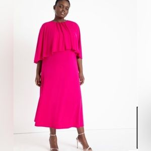 Eloquii Hot Pink Cape Dress
